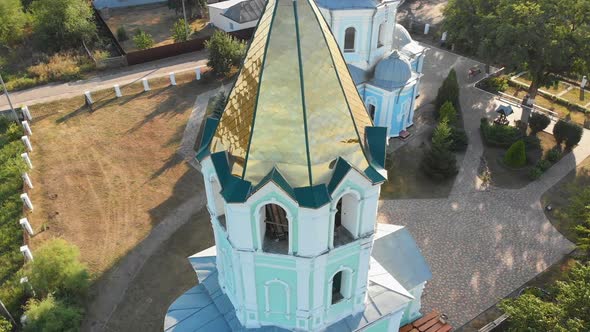 Aerial View of the Ukrainian Christian Church Located in the Village alt