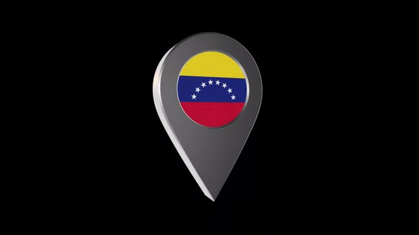 3d Animation Map Pointer With Venezuela Flag With Alpha Channel- 2K alt