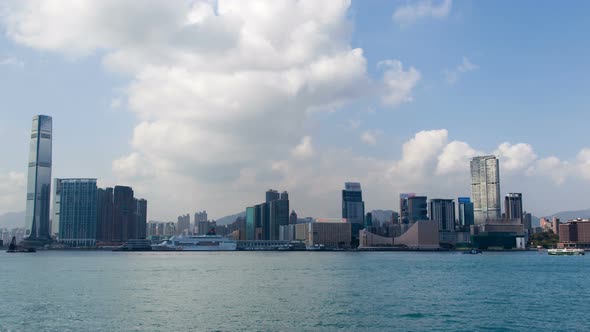 Hong Kong Skyline Urban Panorama Time Lapse China. Zoom Out alt