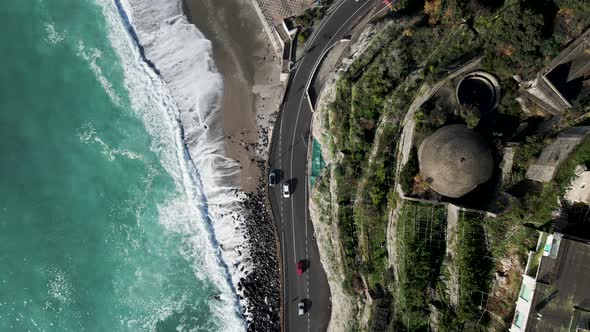 Aerial view of the Amalfi drive road along the Amalfi coast, Salerno, Italy. alt