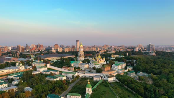 Drone Footage Aerial View of Kiev Pechersk Lavra in Kyiv Kiev, Ukraine alt