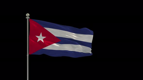 Cuba Flag Medium Shot Waving Looping Animation Include Alpha