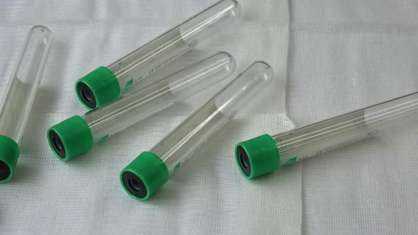 Plastic test tubes with caps for the collection of samples. Medical modern medicine