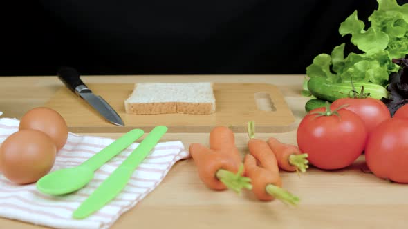 Slider shot of Ingredients for a tasty and delicious healthy sandwich recipes on wooden table