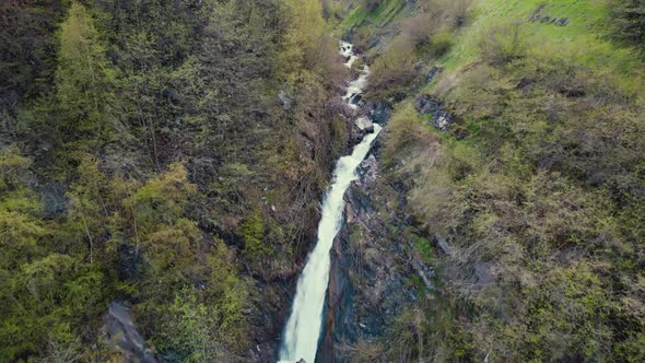 Aerial View of a Mountain Narrow River alt