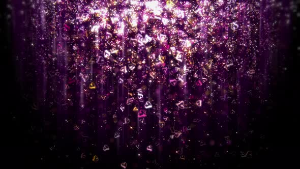 Purple Glitter Heart Particles Valentine's Day Overley