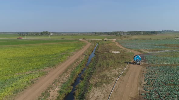 Irrigation System on Agricultural Land. alt