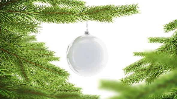 Blank white christmas ball hanging pine mock up, looped rotation alt