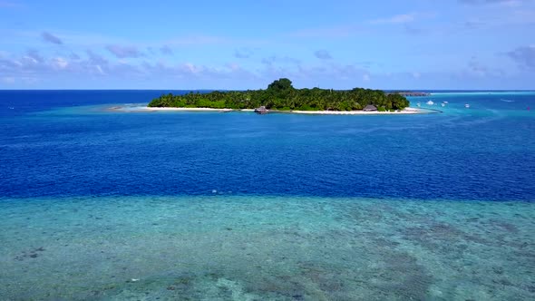 Copy space travel of resort beach journey by lagoon and sand background near resort alt