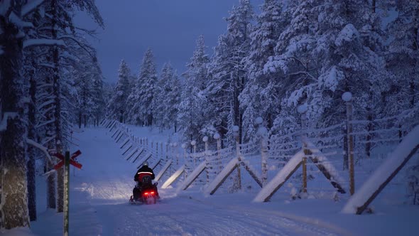 Scandinavia Lapland Snowmobile Wilderness Border