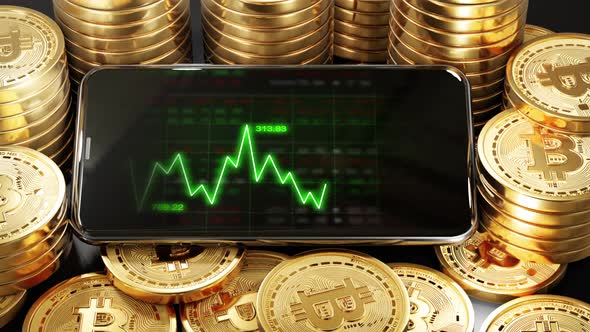 Phone Stock markets up trend on Bitcoin Crypto currency