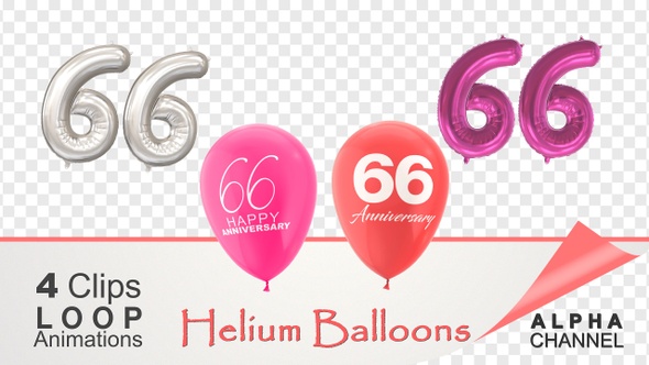 66 Anniversary Celebration Helium Balloons Pack