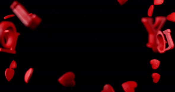I Love You and Red Hearts for Saint Valentine's Day, Slow Motion 4K alt