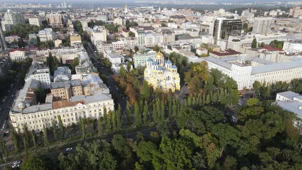 Cityscape of Kyiv, Ukraine. Aerial View, Slow Motion alt