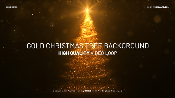 Gold Christmas Tree Background 4K