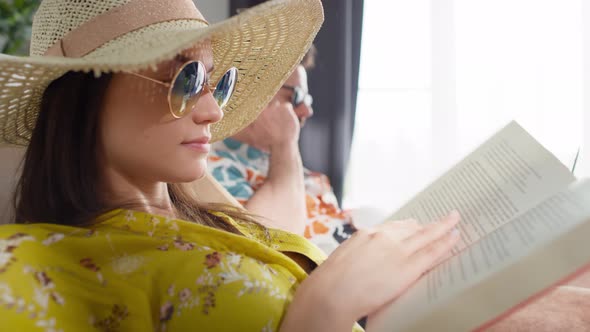 Video of couple spending their vacation at home. Shot with RED helium camera in 8K. alt