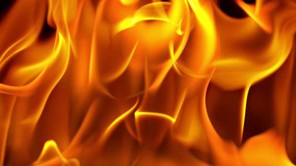 Fire Flames in 1000Fps Super Slow Motion Isolated on Black Background. alt