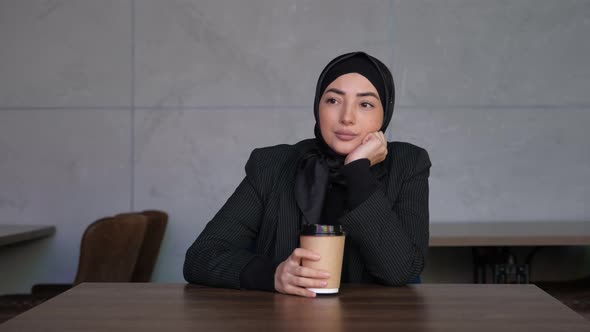 Sad Worried Business Muslim Woman in Hijab Having Psychological Problem Feeling Anxiety Depression