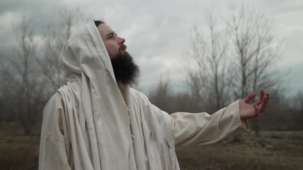 Jesus Christ Lifts His Hand To Pray, Stock Footage | VideoHive