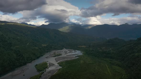  Aerial River Petrohue at Osorno Puerto Varas, Chile, South America.