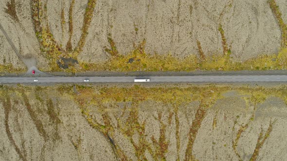 Aerial View Of Cars Driving The Road