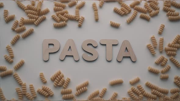 The Word Pasta White Background, Stop Motion