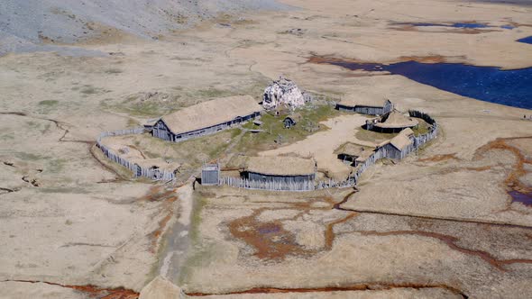 Drone Over Viking Village Film Set In Landscape Of Hofn alt