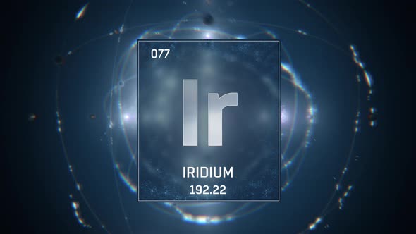 Iridium as Element 77 of the Periodic Table On Blue Background