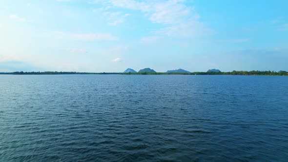 4K Aerial view drone fly over Water reservoir  in the countryside of Thailand. alt