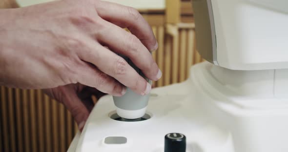 Optometrist Equipment Use a Joystick in Generic Eye Scanner Machine alt