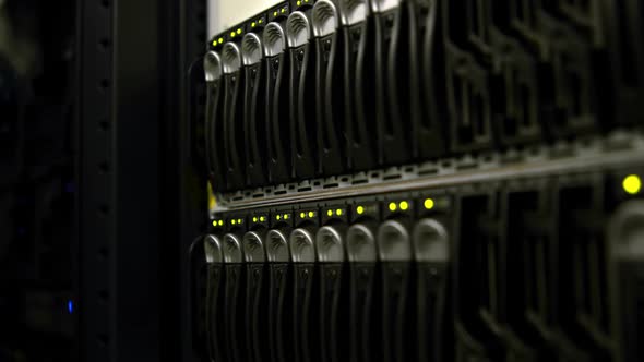 Green lights blinking on servers alt