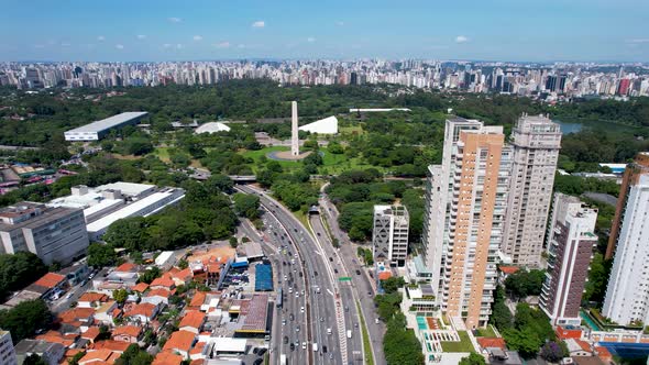 Cityscape of Sao Paulo Brazil. Stunning landscape of Ibirapuera park. alt