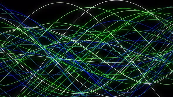 Colorful Ribbon Line Wave Motion Animated On Black Background Blue Green alt