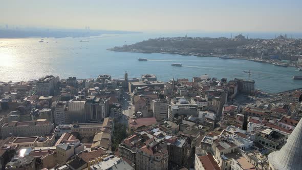 Aerial view of Galata Tower and Golden horn of istanbul