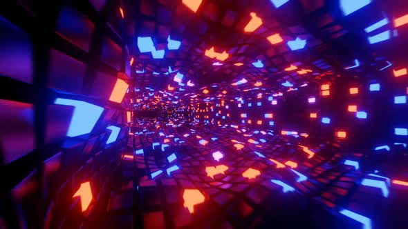 Abstract Neon Cubes Tunnel 02
