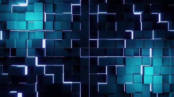Blue Motion Cubic Wall Background Vj Loop HD alt