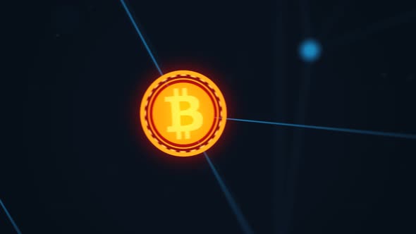 Animation of the network bitcoin cryptocurrency mining process. BTC concept. alt