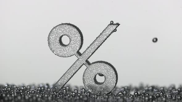 Percentage Sign Underwater in Bubbles of Oxygen on White Background alt