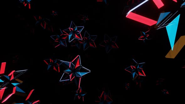 Vj Loop Abstract Background Flight Rotation Of Neon Twinkling Stars 02
