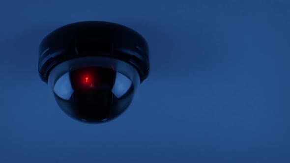 CCTV Dome Records On Ceiling In The Dark Looped Shot alt