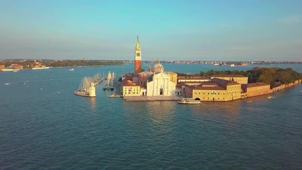 Venice Cityscape Aerial View Grand Canal San Marco Bell Tower Mark Square Italy alt