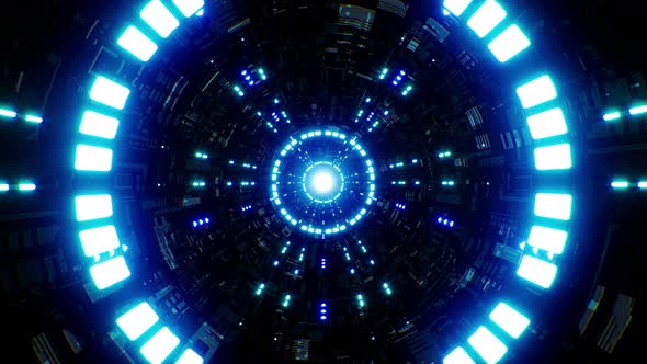 Blue Light Scifi Neon Tunnel Background Loop 4K alt