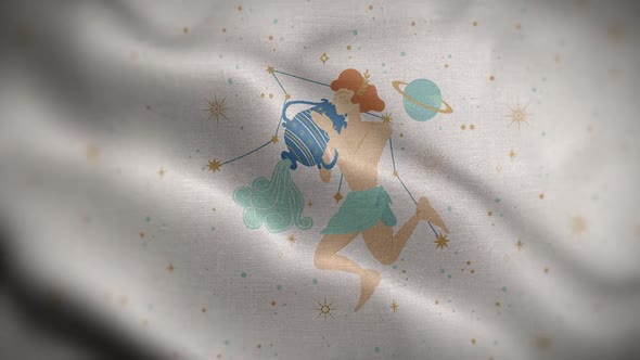 Aquarius Zodiac Horoscope Video Flag Textured Background Front HD