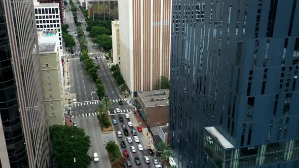 Downtown Poydras St New Orleans aerial drone video hyperlapse timelapse