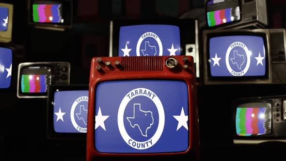 Flag of Tarrant County, Texas, on Retro TVs.