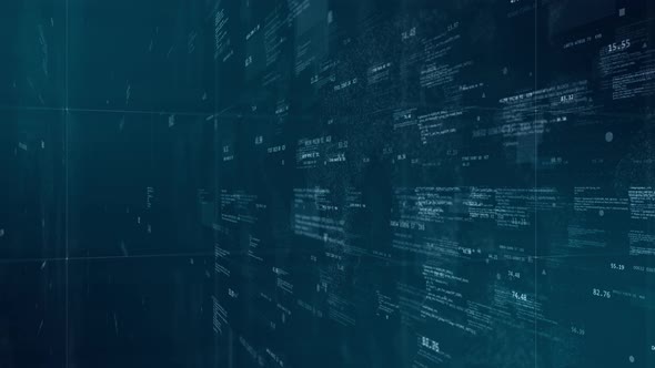 Blue digital cyberspace with program code levitation on futuristic map background technology