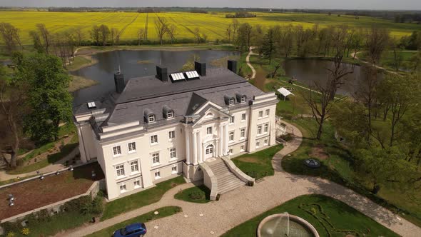 Beautiful castle residency in Poland, aerial shot
