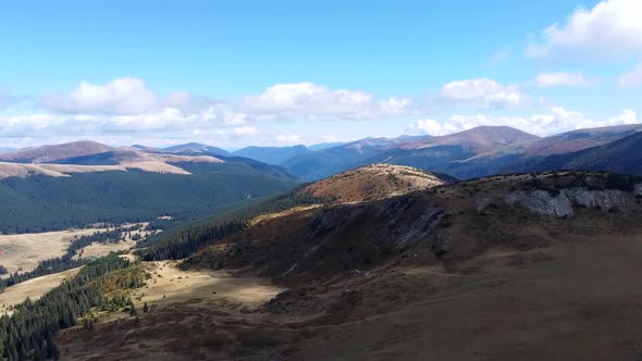 Mountain Landscape Aerial View, Parang Mountains In Romania