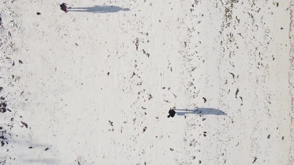 Zanzibar Tanzania  Vertical Video People Play Football on the Beach Slow Motion alt