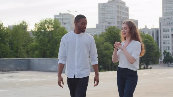 Multiracial Relations Young Multiethnic Multinational Couple Friends Colleagues African American Man alt